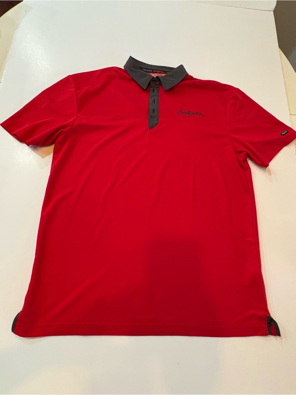 Men's Barrett Jackson Nike Golf Fit Dry Red Polo Shirt with Dk Grey Collar XL